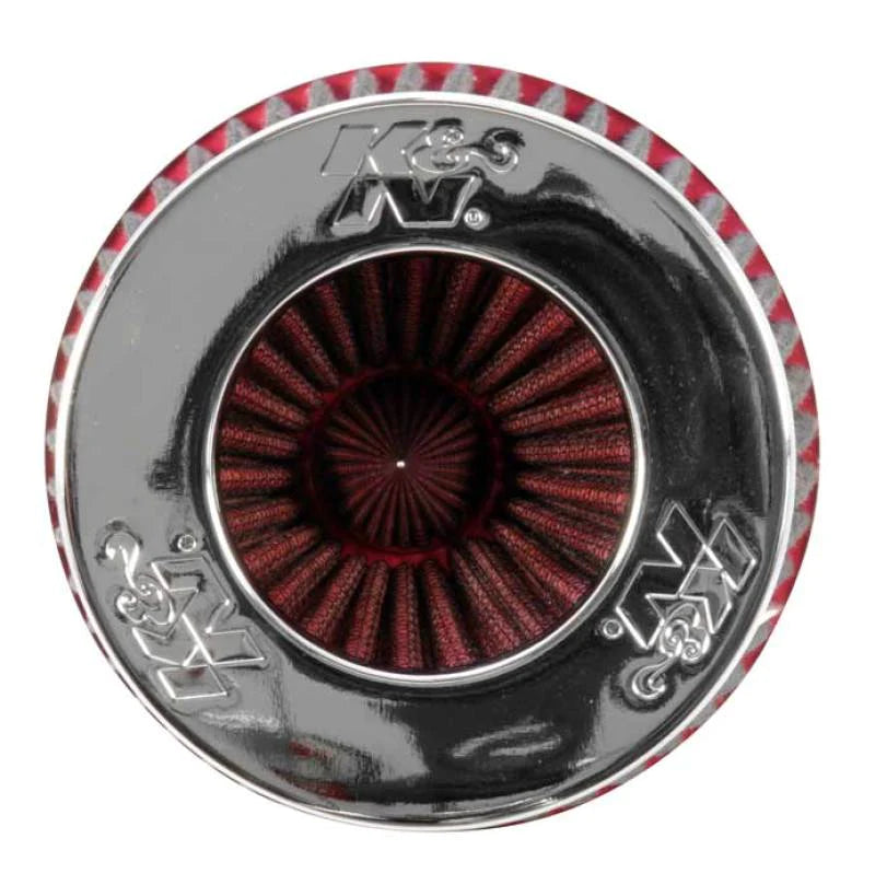 K&N Universal Air Filter Chrome Round Tapered Red - 4in - RG-1002RD