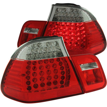 ANZO 1999-2001 BMW 3 Series E46 LED Taillights Red/Clear 4pc - 321004