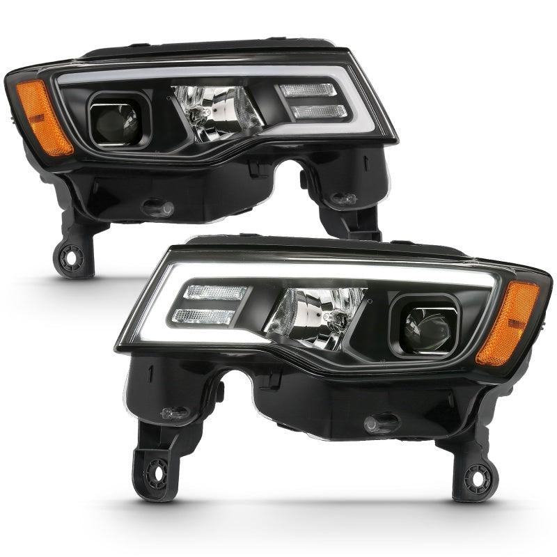 ANZO 2017-2018 Jeep Grand Cherokee Projector Headlights w/ Plank Style - 111418