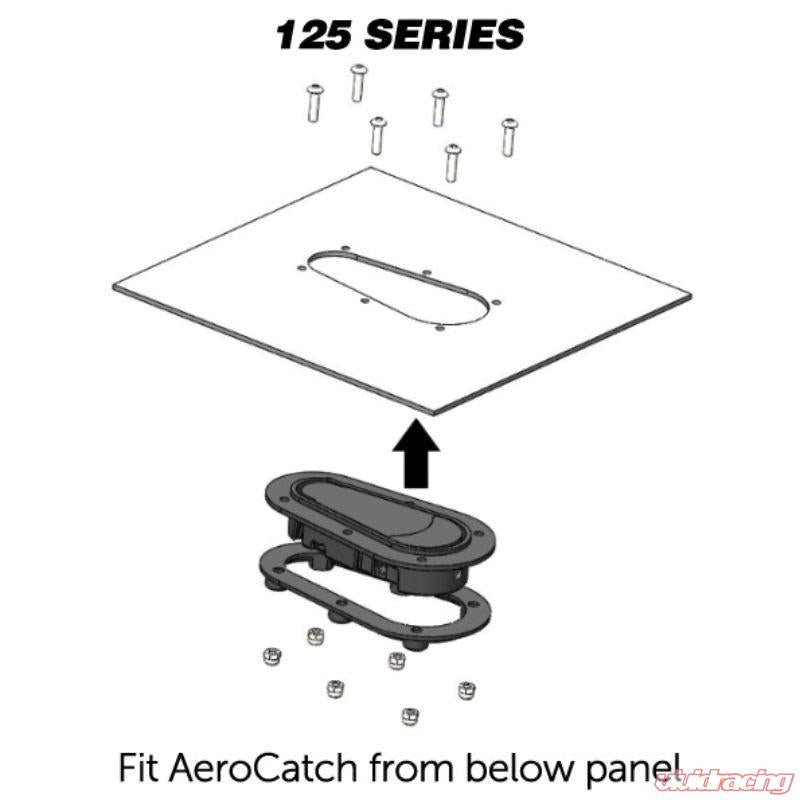 AeroCatch Black Xtreme 125 Series Flush Below Panel Hood Fasteners No Security Lock