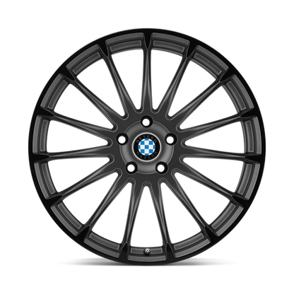 Set of 4: Beyern Aviatic Wheel, 19x9.5 +25 Offset 5x120, Matte Gunmetal W/ Gloss Black Lip - 1995BYA255120B74
