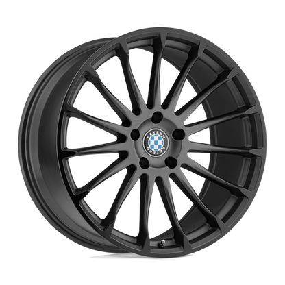 Set of 4: Beyern Aviatic Wheel, 19x9.5 +25 Offset 5x120, Matte Gunmetal W/ Gloss Black Lip - 1995BYA255120B74