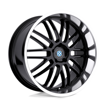 Beyern Mesh Wheel, 22x9.5 +20 Offset 5x120, Gloss Black W/ Mirror Cut Lip - 2295BYM205120B72-C-Dub Tech