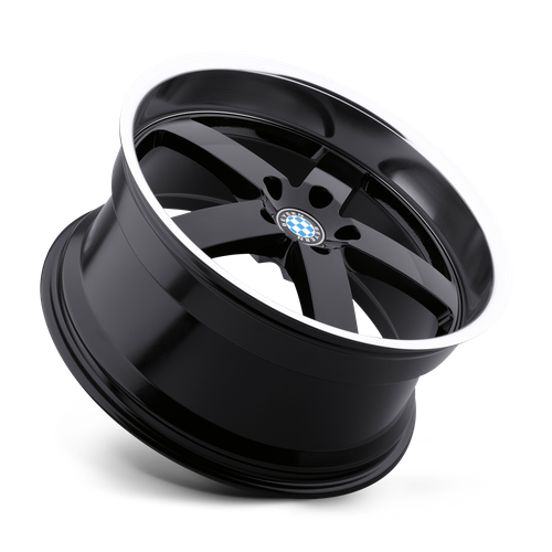 Set of 4: Beyern Rapp Wheel, 18x9.5 +15 Offset 5x120, Gloss Black W/ Mirror Cut Lip - 1895BYR155120B72