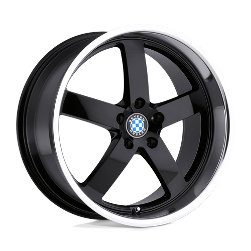 Set of 4: Beyern Rapp Wheel, 18x9.5 +15 Offset 5x120, Gloss Black W/ Mirror Cut Lip - 1895BYR155120B72