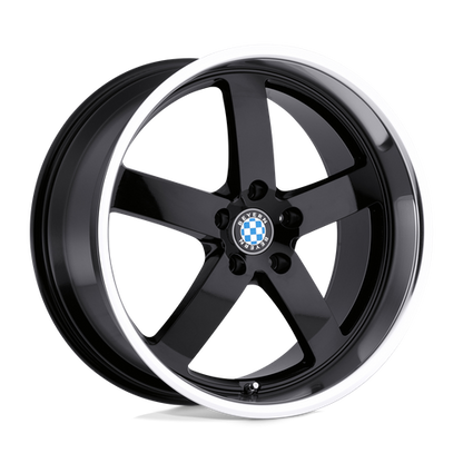 Set of 4: Beyern Rapp Wheel, 18x9.5 +15 Offset 5x120, Gloss Black W/ Mirror Cut Lip - 1895BYR155120B72