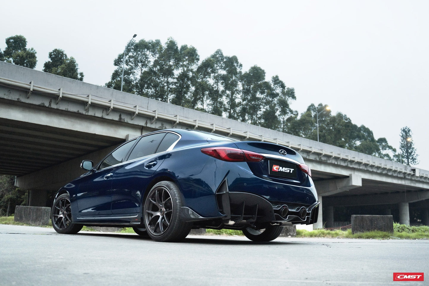 CMST Carbon Fiber Rear Bumper & Diffuser for Infiniti Q50 to Project Black S Concept 2014-2022