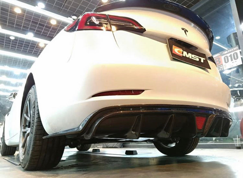 Best Seller !!! CMST Tesla Model 3 Carbon Fiber Rear Diffuser Ver.2-C-Dub Tech