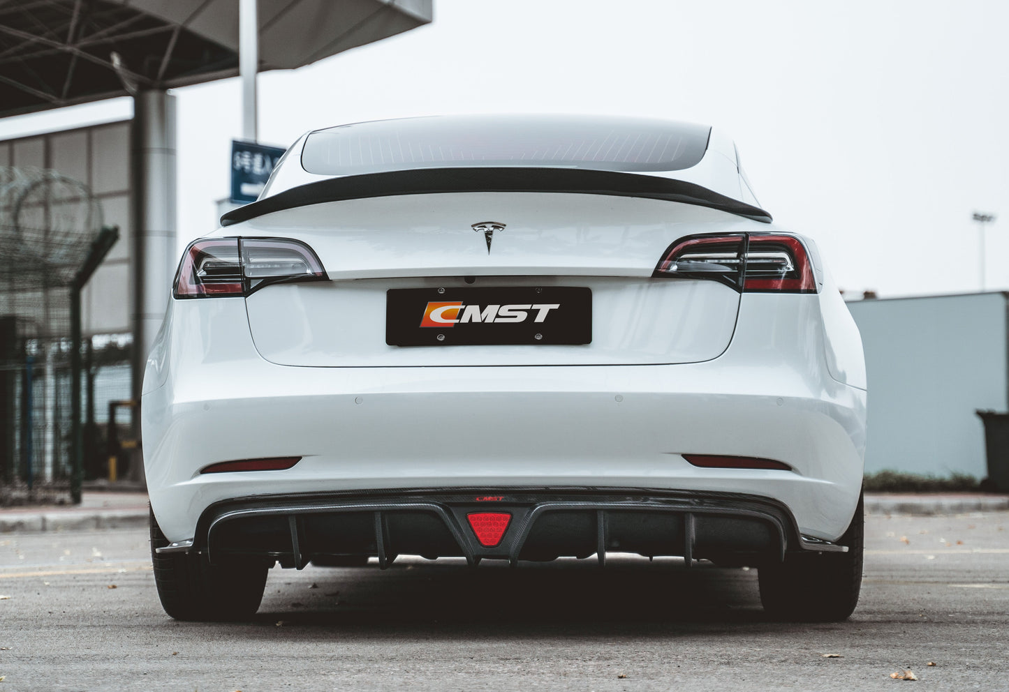 Best Seller !!! CMST Tesla Model 3 Carbon Fiber Rear Diffuser Ver.2-C-Dub Tech