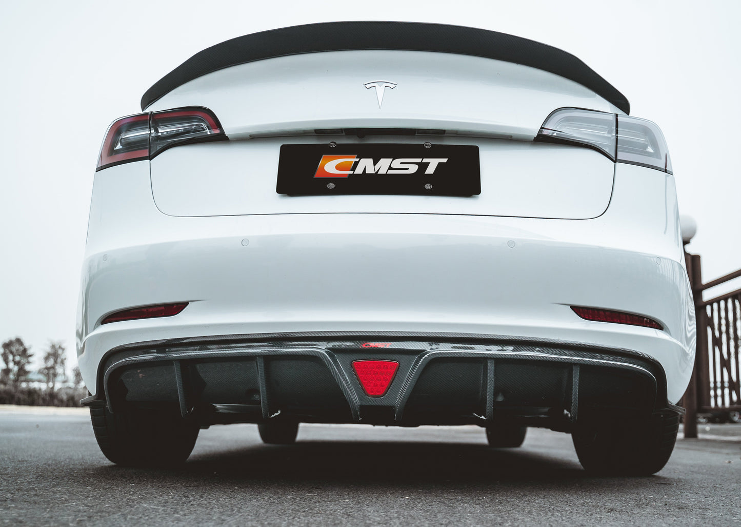 Best Seller !!! CMST Tesla Model 3 Carbon Fiber Rear Diffuser Ver.2-C-Dub Tech