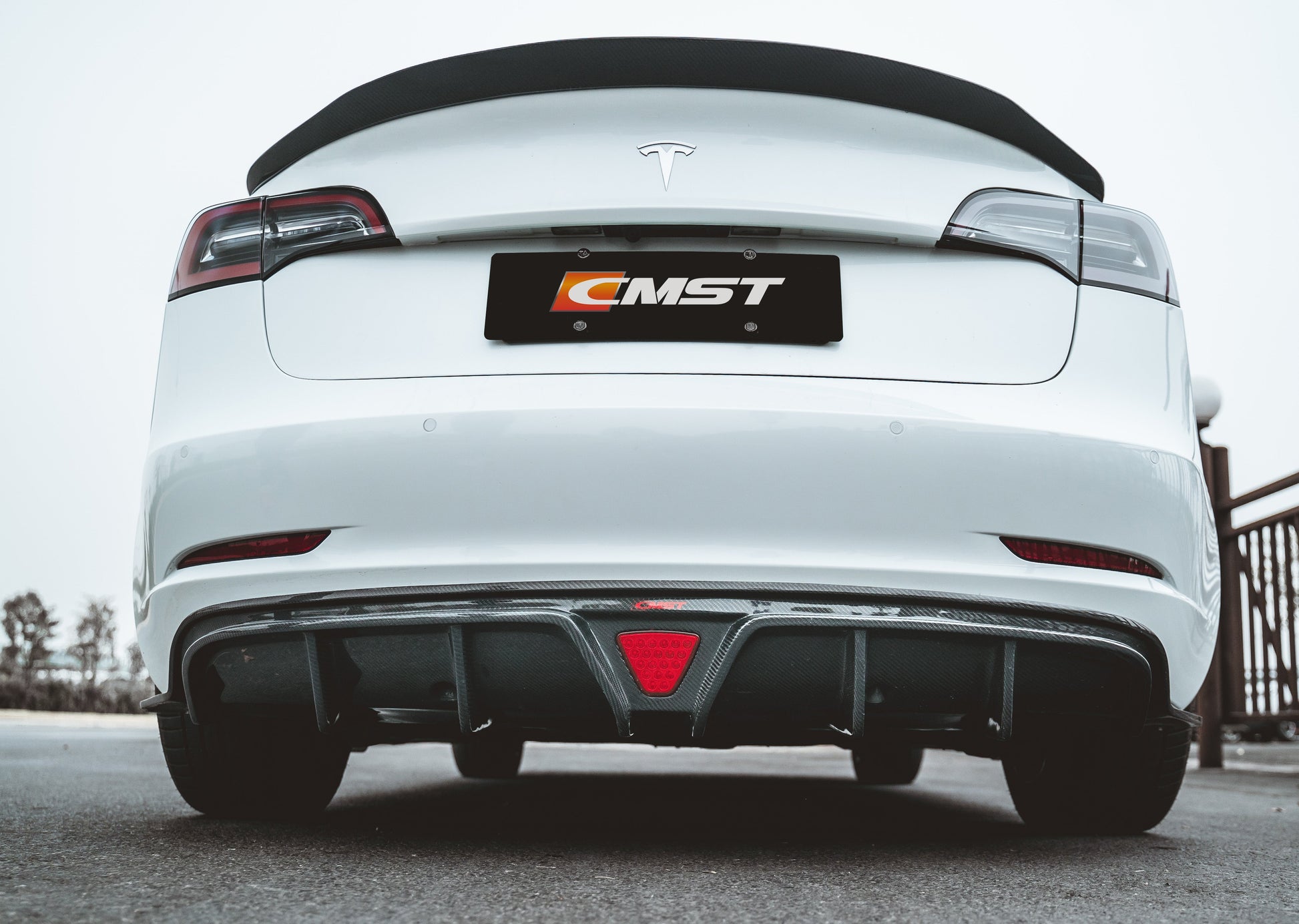 Best Seller !!! CMST Tesla Model 3 Carbon Fiber Rear Diffuser Ver.2-C-Dub Tech