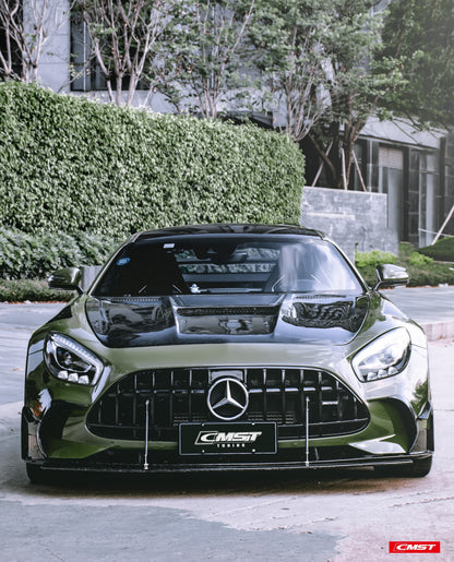 CMST Tuning Carbon Fiber Clear View Tempered Glass Transparent Hood Black Series Style for Mercedes Benz C190 AMG GT GTS GTC GTR