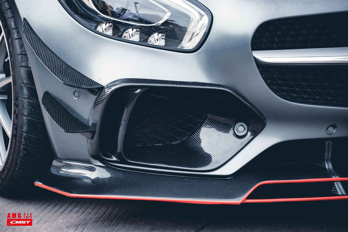 CMST Tuning Carbon Fiber Front Intake Vent Trim Cover for Mercedes Benz C190 AMG GT GTS 2015-2017