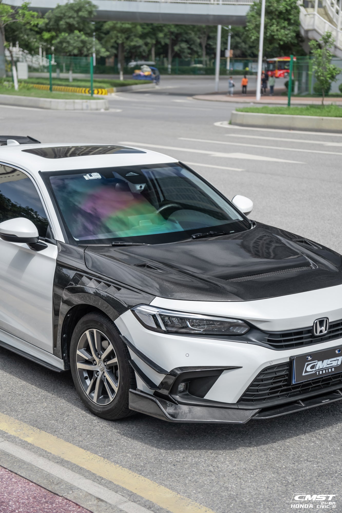 CMST Tuning Carbon Fiber Front Bumper Intake Vent Cover for Honda Civic 11th Gen Sedan