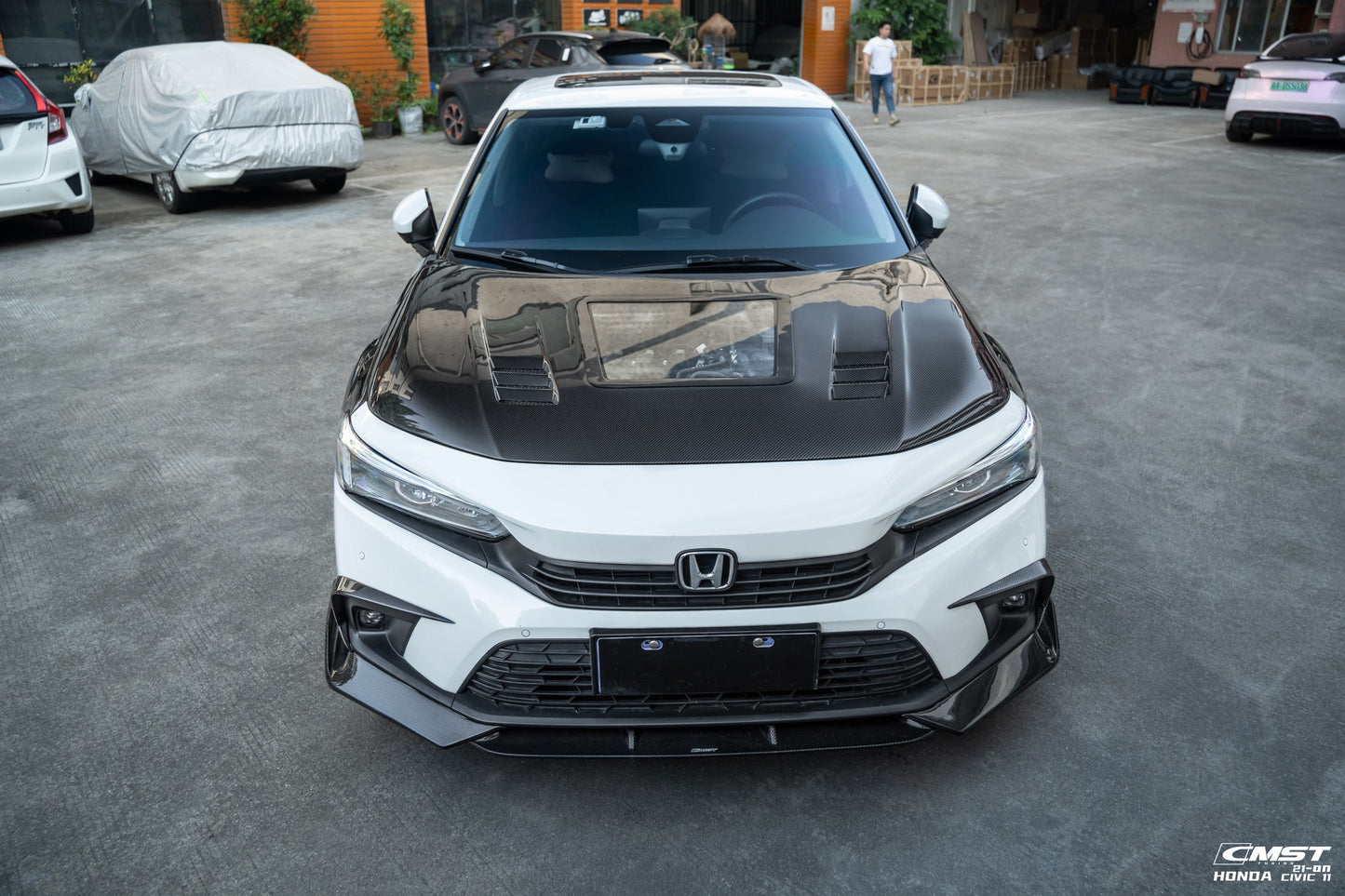 CMST Tuning Carbon Fiber Glass Transparent Clearview Hood Bonnet for Honda Civic 11th Gen Sedan