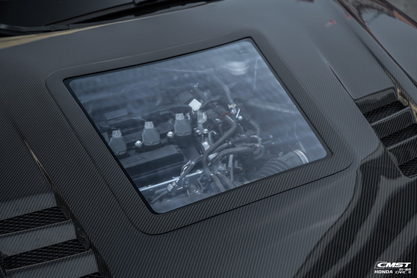 CMST Tuning Carbon Fiber Glass Transparent Clearview Hood Bonnet for Honda Civic 11th Gen Sedan