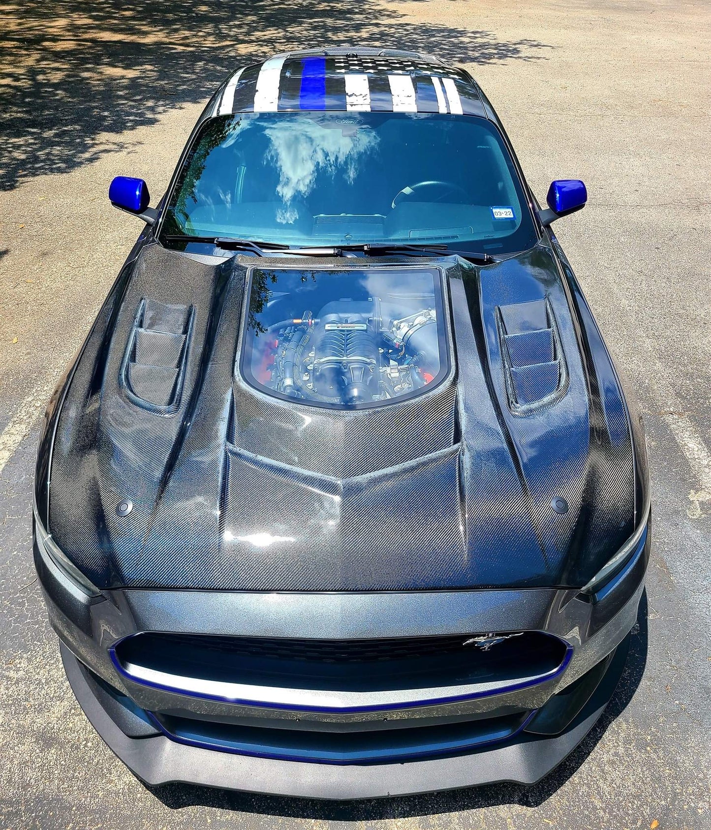 CMST Tuning Carbon Fiber Glass Transparent Hood Stage 2 ( Raised 2 inches ) for Ford Mustang S550.1 2015- 2017