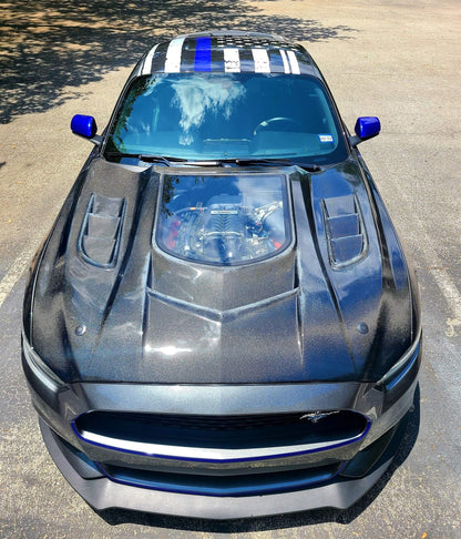 CMST Tuning Carbon Fiber Glass Transparent Hood Stage 2 ( Raised 2 inches ) for Ford Mustang S550.1 2015- 2017