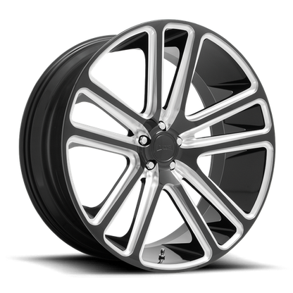 Set of 4: DUB S255 Flex Wheel, 24x10.0 +10 Offset 5x127, Gloss Black Milled - S255240073+10