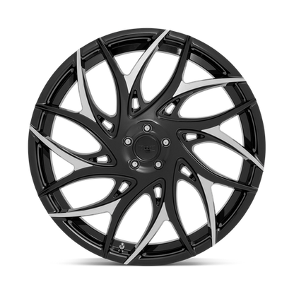 Set of 4: DUB S259 G.O.A.T. Wheel, 20x9.0 +35 Offset 5x127, Gloss Black With Machined Spokes - S259209075+35