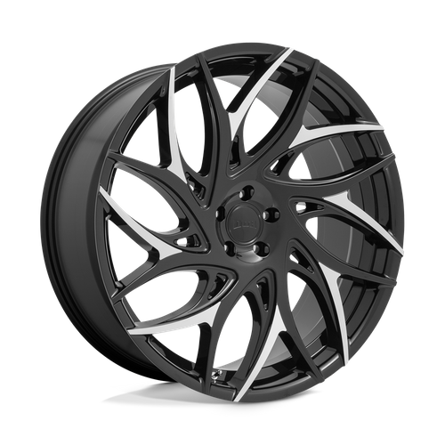 Set of 4: DUB S259 G.O.A.T. Wheel, 24x10.0 +10 Offset 5x127, Gloss Black With Machined Spokes - S259240073+10