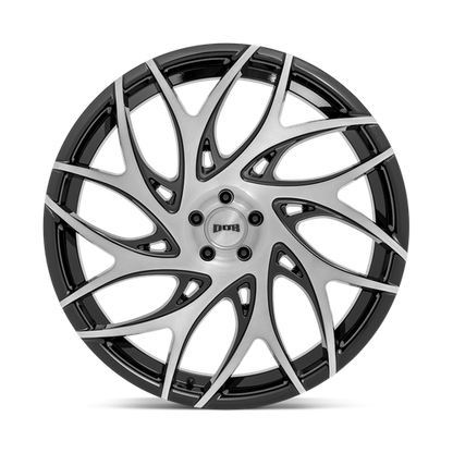 Set of 4: DUB S260 G.O.A.T. Wheel, 20x9.0 +35 Offset 5x127, Brushed Face With Gloss Black Dark Tint Spokes - S260209075+35