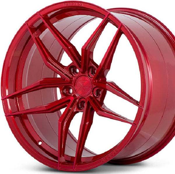 20" (Full Staggered Set) Ferrada F8-FR5 20x9 20x11.5 Brushed Rouge Wheels