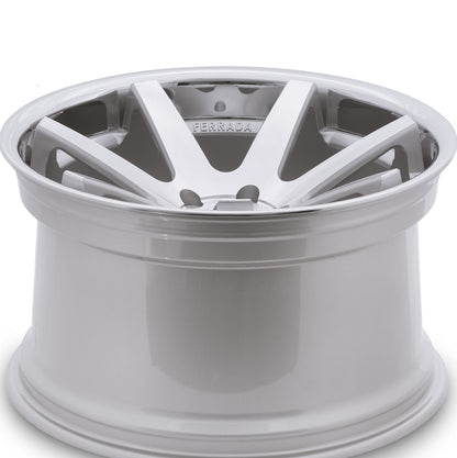 22" (Full Staggered Set) Ferrada FR1 22x9 22x10.5 Machine Silver w/chrome Lip Wheels-C-Dub Tech