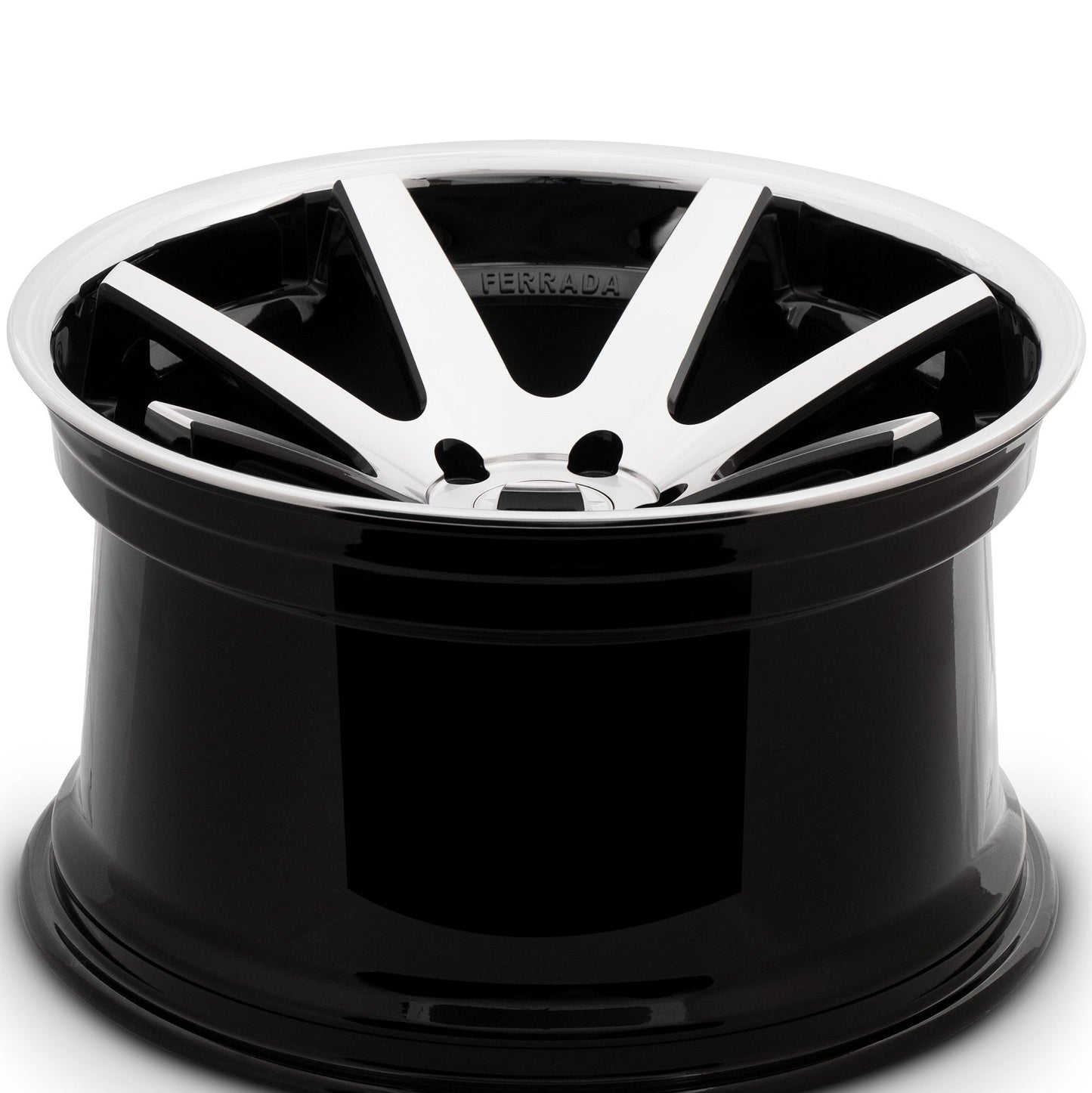 22" (Full Staggered Set) Ferrada FR1 22x9.5 22x11 Machine Black w/Chrome Lip Wheels-C-Dub Tech