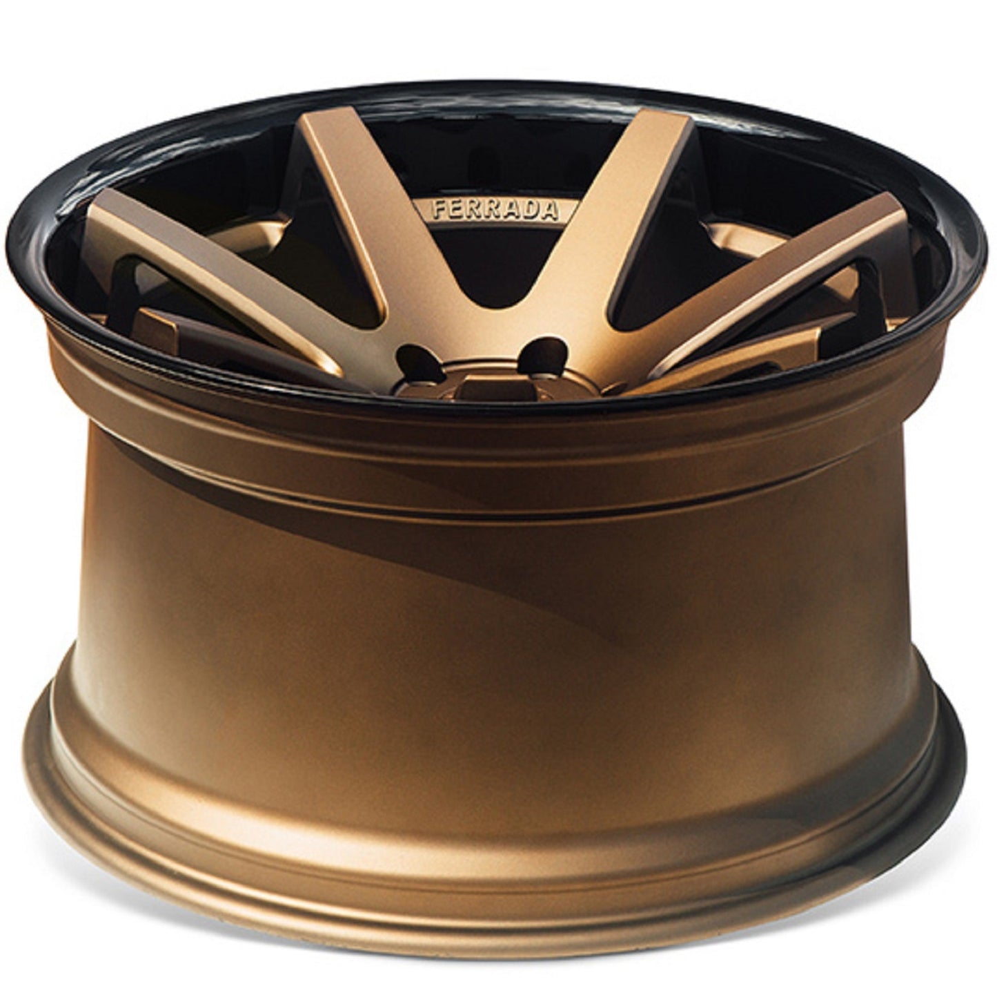 22" (Full Staggered Set) Ferrada FR1 22x9 22x10.5 Matte Bronze w/Gloss Black Lip Wheels-C-Dub Tech