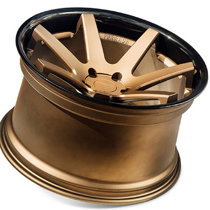 22" (Full Staggered Set) Ferrada FR1 22x9 22x10.5 Matte Bronze w/Gloss Black Lip Wheels-C-Dub Tech