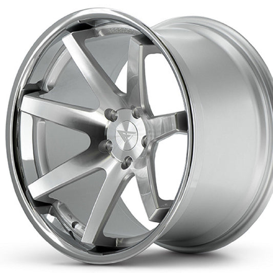 20" (Full Staggered Set) Ferrada FR1 20x9 20x10.5 Machine Silver w/Chrome Lip Wheels