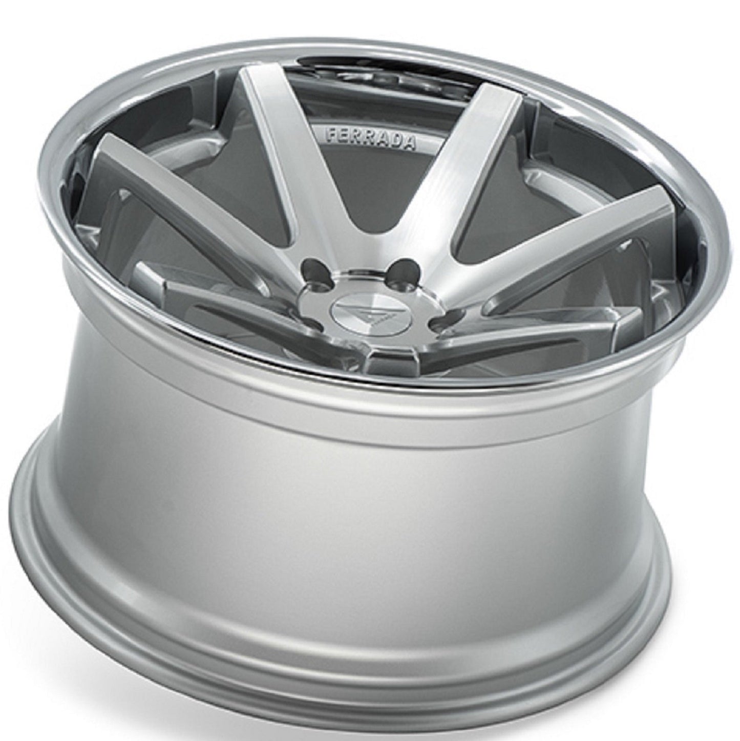 22" (Full Staggered Set) Ferrada FR1 22x9 22x10.5 Machine Silver w/chrome Lip Wheels-C-Dub Tech