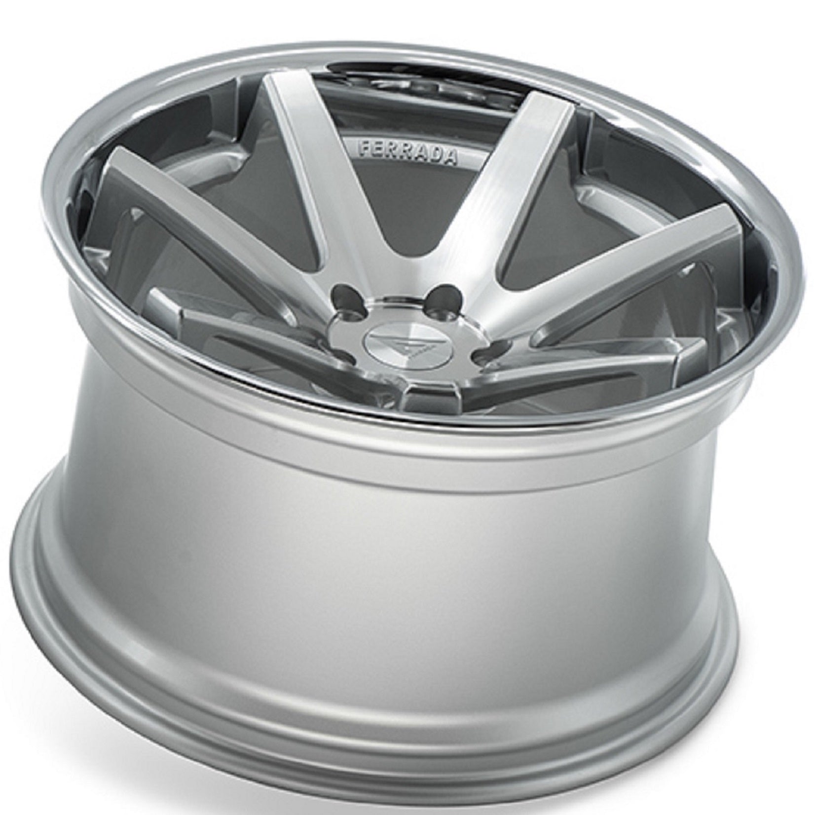 22" (Full Staggered Set) Ferrada FR1 22x9 22x10.5 Machine Silver w/chrome Lip Wheels-C-Dub Tech