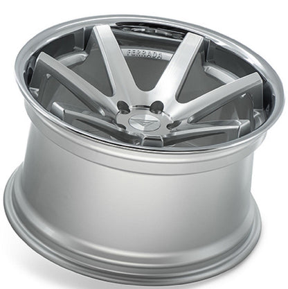 22" (Full Staggered Set) Ferrada FR1 22x9 22x10.5 Machine Silver w/chrome Lip Wheels-C-Dub Tech