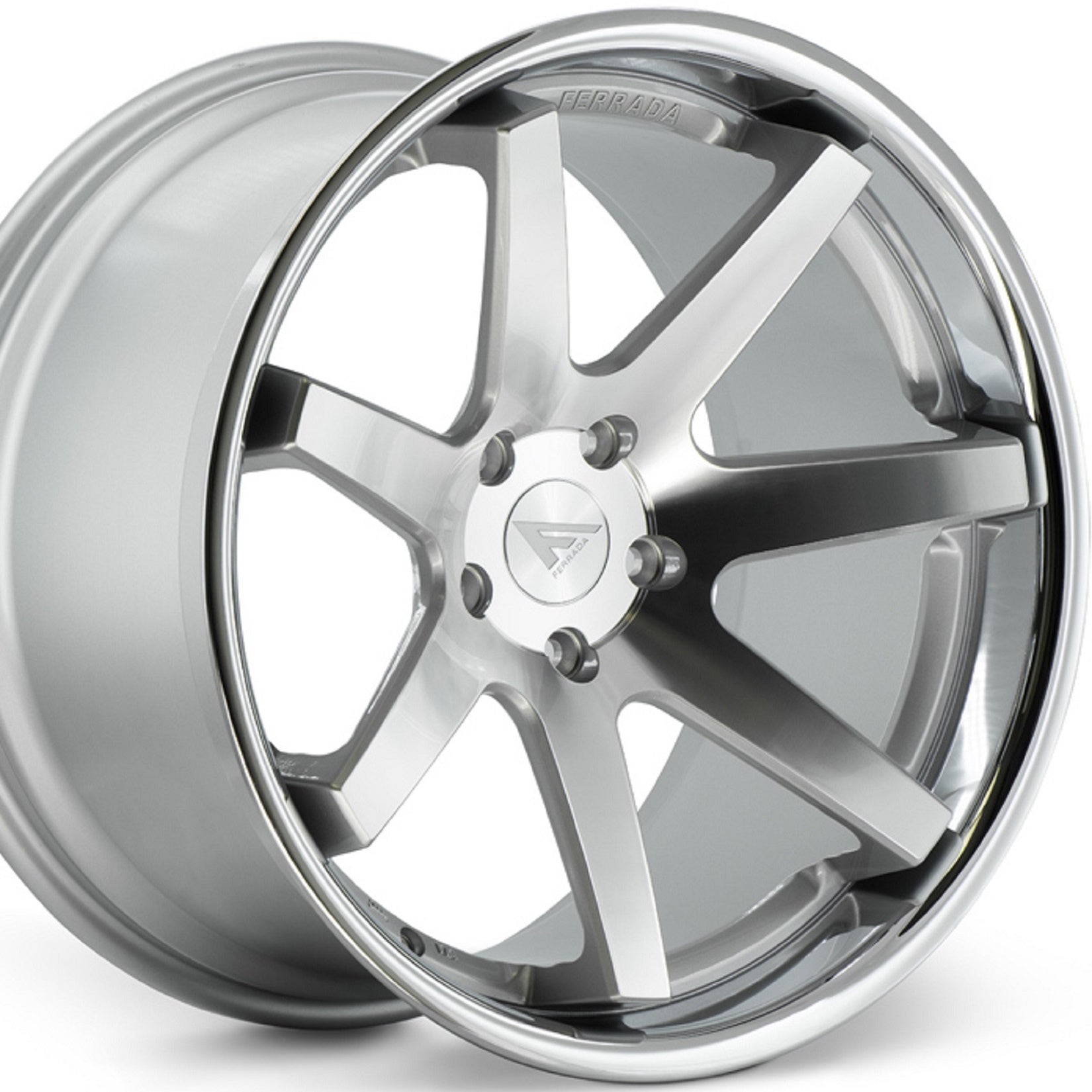 20" (Full Staggered Set) Ferrada FR1 20x10.5 20x11.5 Machine Silver w/Chrome Lip Wheels-C-Dub Tech