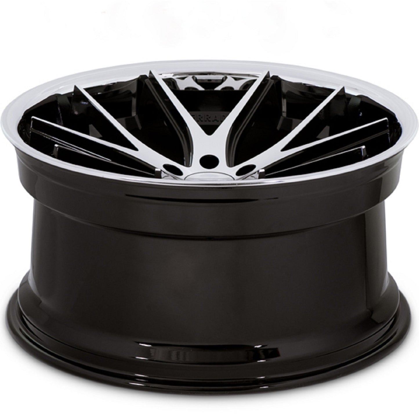 22" (Full Staggered Set) Ferrada FR2 22x9 22x10.5 Machine Black w/Chrome Lip Wheels-C-Dub Tech