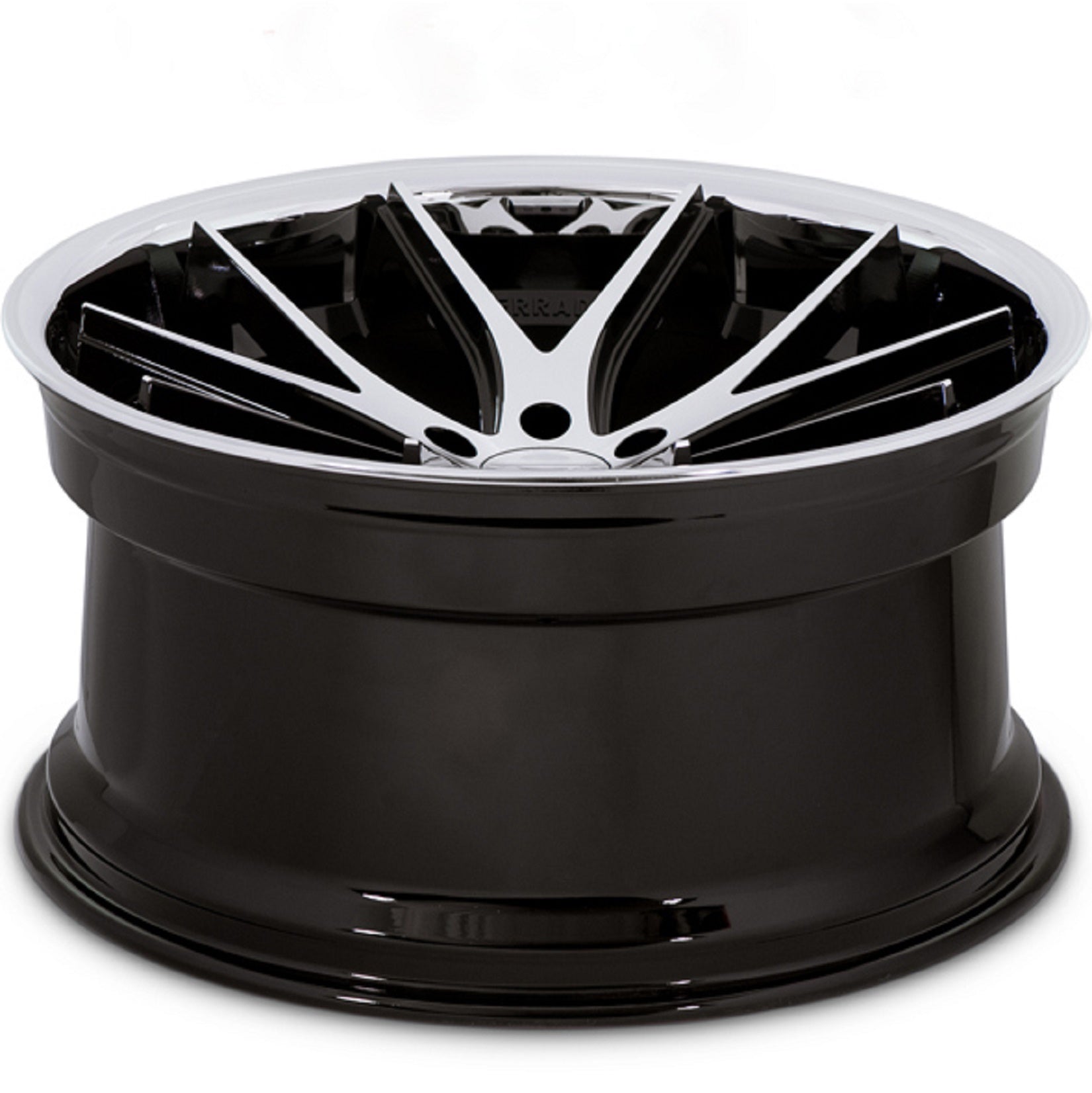 22" (Full Staggered Set) Ferrada FR2 22x9 22x10.5 Machine Black w/Chrome Lip Wheels-C-Dub Tech