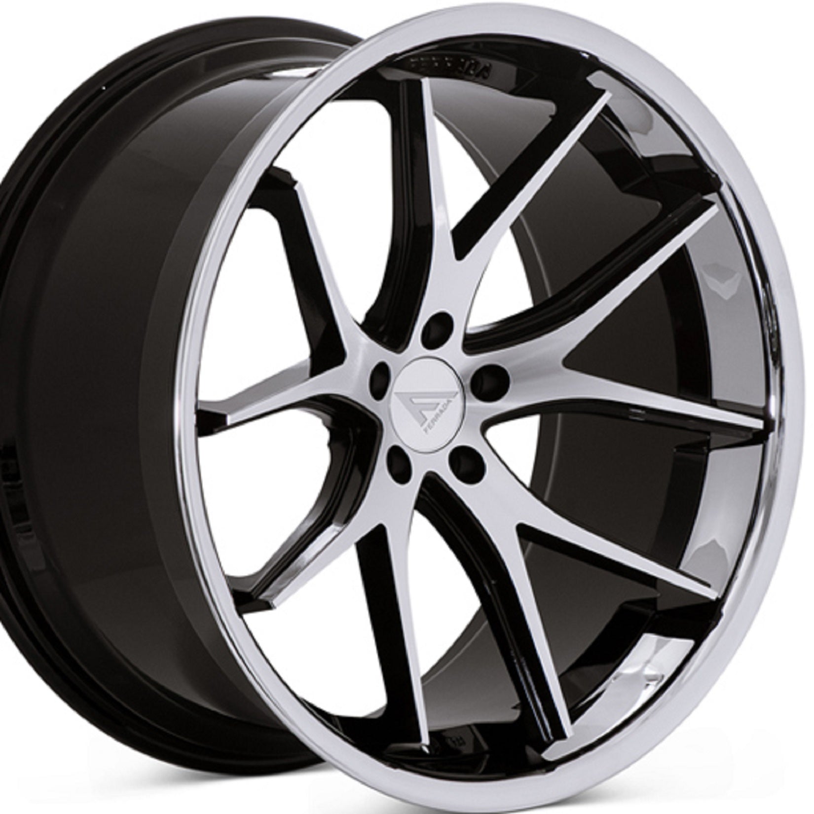 22x9 Ferrada FR2 Machine Black w/chrome Lip Wheel-C-Dub Tech