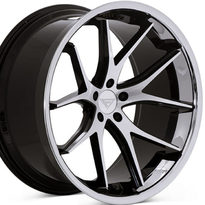 22x9 Ferrada FR2 Machine Black w/chrome Lip Wheel-C-Dub Tech