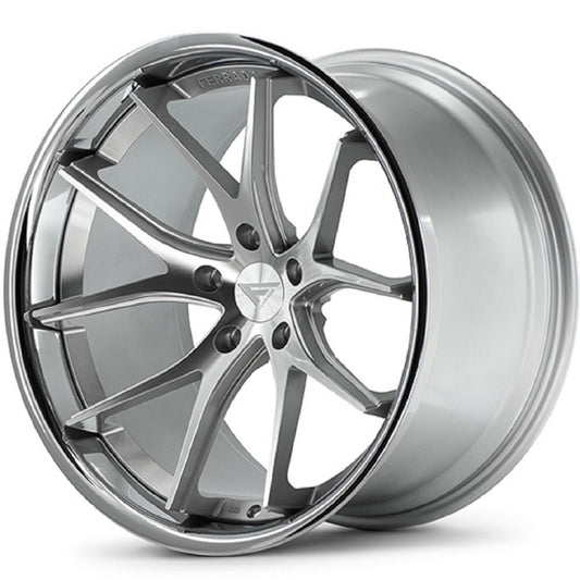 20" (Full Staggered Set) Ferrada FR2 20x10.5 20x11.5 Machine Silver w/Chrome Lip Wheels