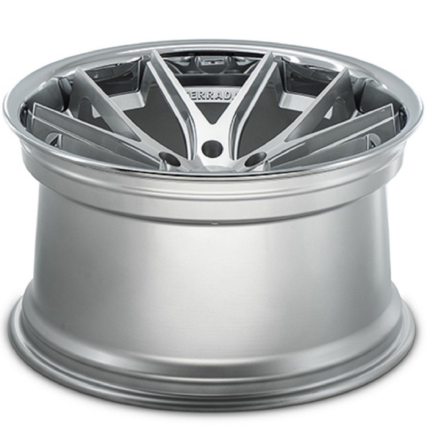 20" (Full Staggered Set) Ferrada FR2 20x9 20x10.5 Machine Silver w/Chrome Lip Wheels-C-Dub Tech