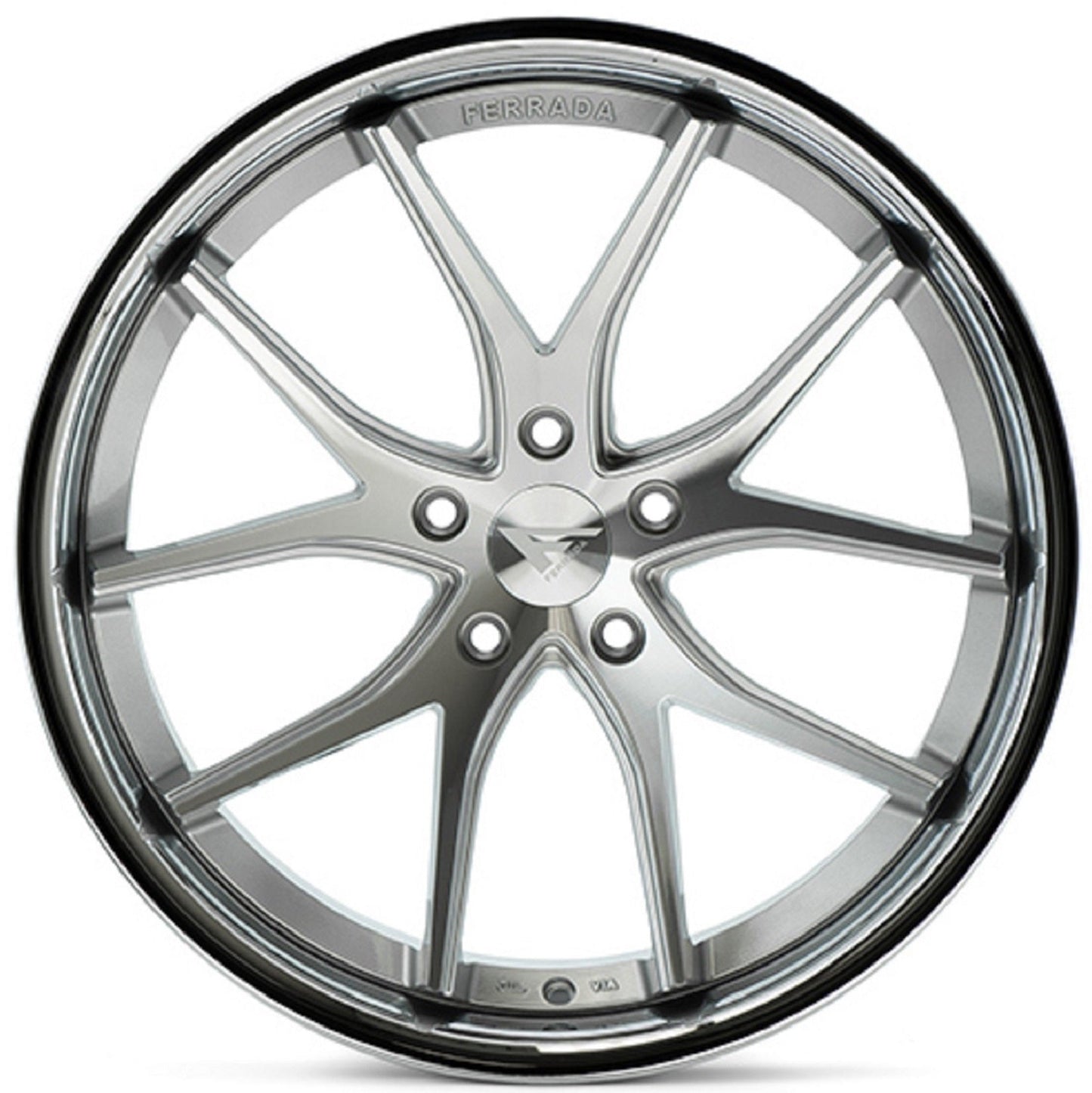 19" (Full Staggered Set) Ferrada FR2 19x8.5 19x10.5 Machine Silver w/ Chrome Lip Wheels-C-Dub Tech