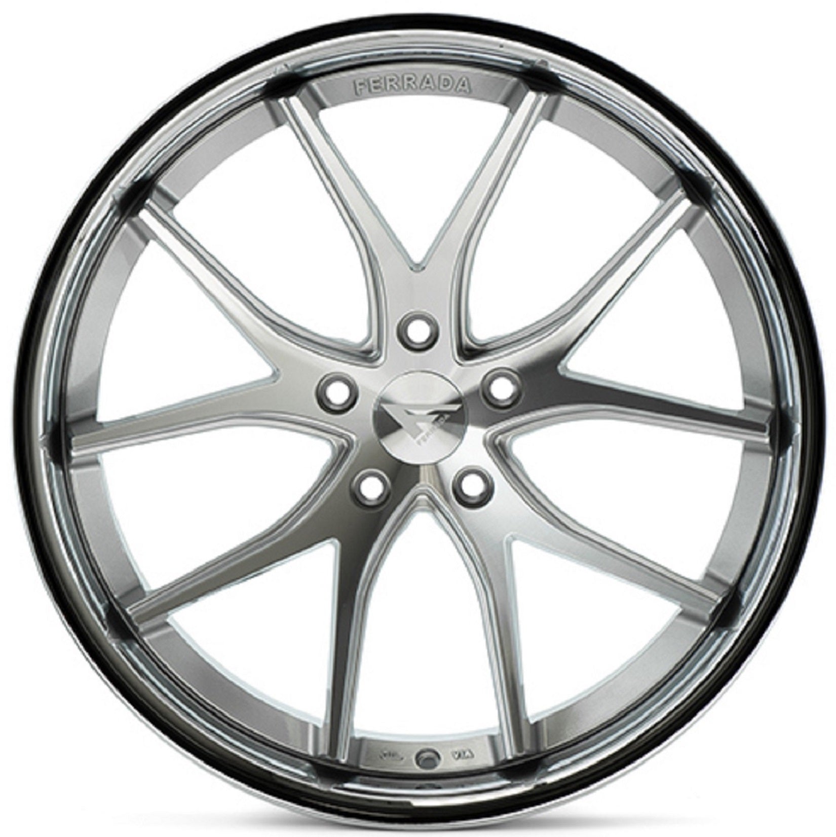 19" (Full Staggered Set) Ferrada FR2 19x9.5 19x10.5 Machine Silver w/ Chrome Lip Wheels-C-Dub Tech