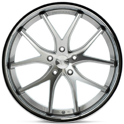 19" (Full Staggered Set) Ferrada FR2 19x9.5 19x10.5 Machine Silver w/ Chrome Lip Wheels-C-Dub Tech