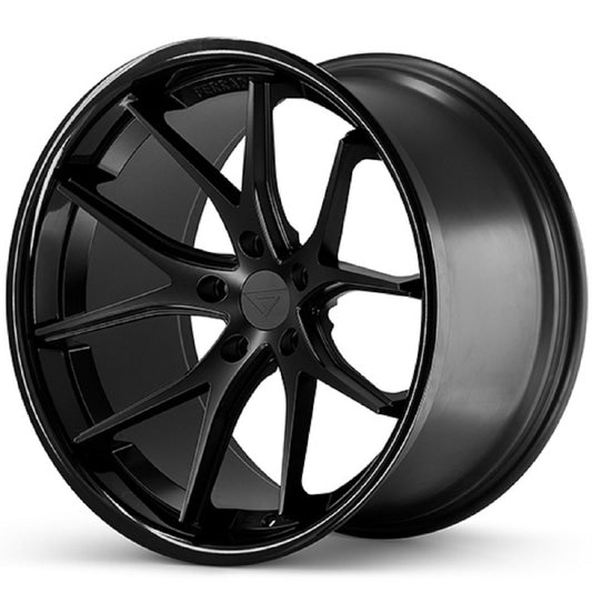 22" (Full Staggered Set) Ferrada FR2 22x9 22x11 Matte Black w/Gloss Black Lip Wheels-C-Dub Tech