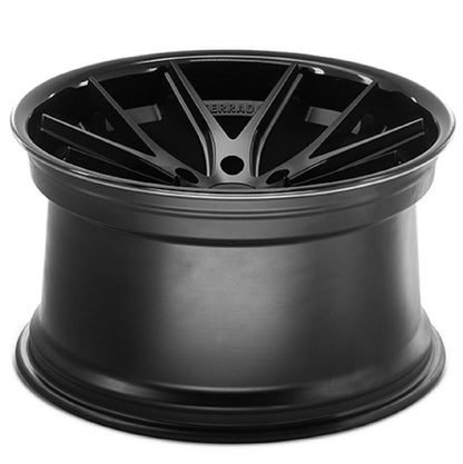 22" (Full Staggered Set) Ferrada FR2 22x9 22x11 Matte Black w/Gloss Black Lip Wheels-C-Dub Tech