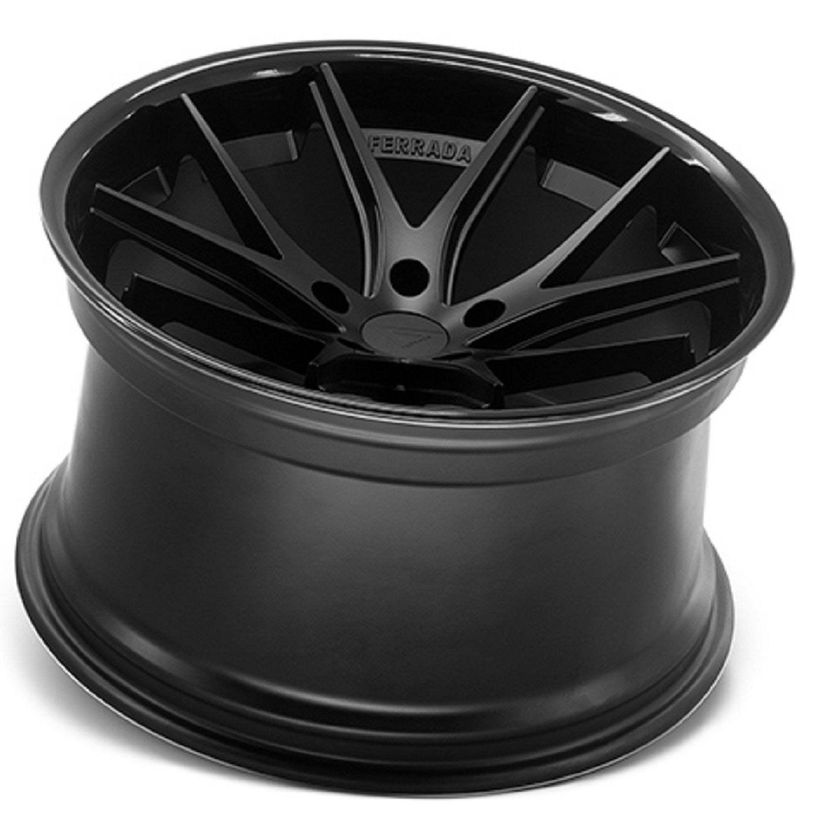 19" (Full Staggered Set) Ferrada FR2 19x8.5 19x9.5 Matte Black w.Gloss Black Lip Wheels-C-Dub Tech