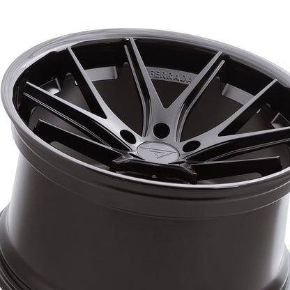 22" (Full Staggered Set) Ferrada FR2 22x9 22x11 Matte Black w/Gloss Black Lip Wheels-C-Dub Tech