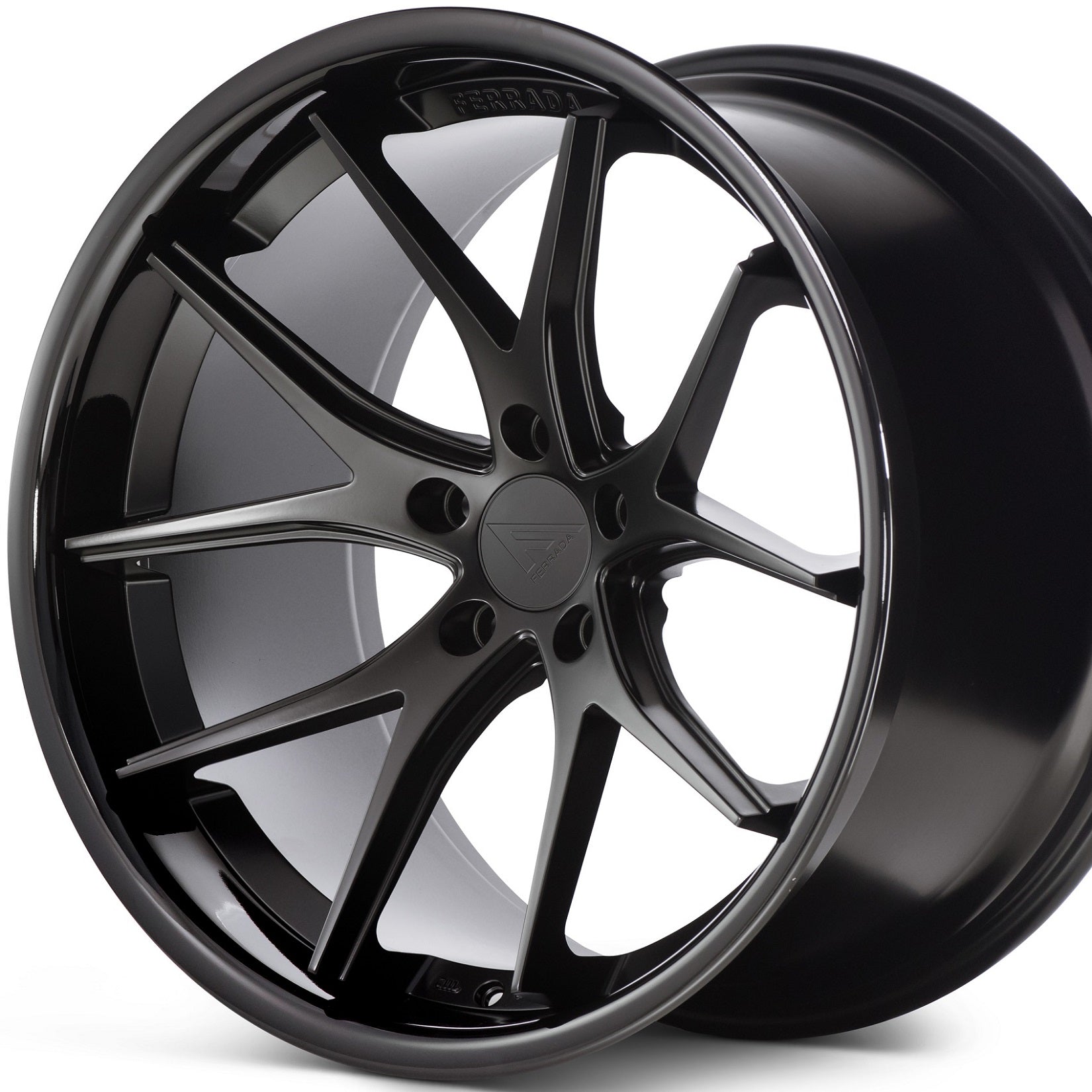 22" (Full Staggered Set) Ferrada FR2 22x9 22x11 Matte Black w/Gloss Black Lip Wheels-C-Dub Tech